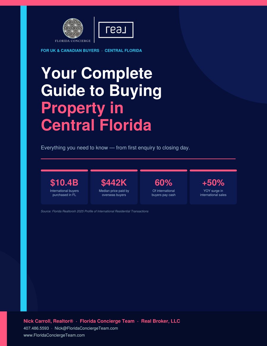 Cover of the Central Florida International Buyer Guide by Nick Carroll, Florida Concierge Team